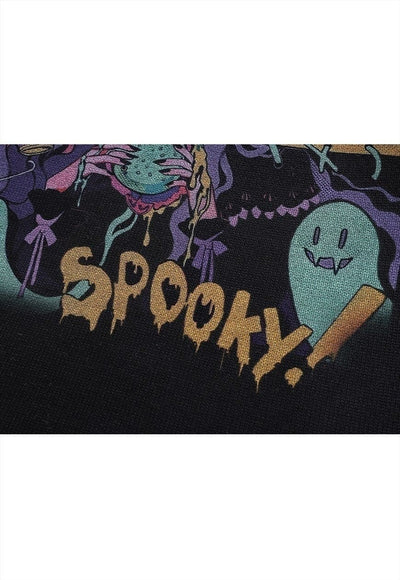 Anime sweater spooky jumper ripped knitted Kawaii top cream