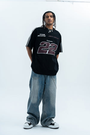 Racing t-shirt 22 number top motorsports tee in white