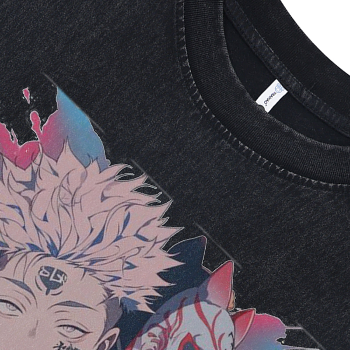 Crazy boy sleeveless t-shirt vintage Japanese vest retro anime tank top in acid wash black