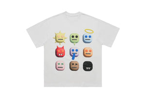 Emoji t-shirt robot tee psychedelic cartoon jumper in black