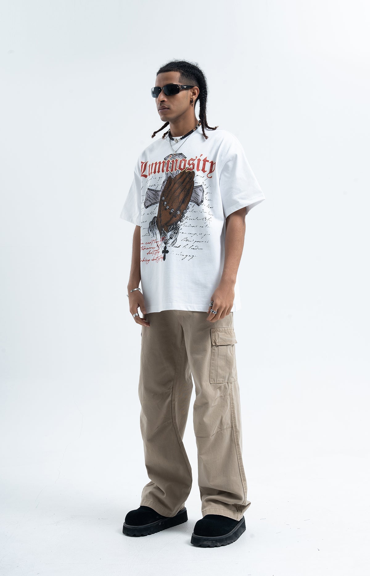 Prayer t-shirt cross print tee religion top in white