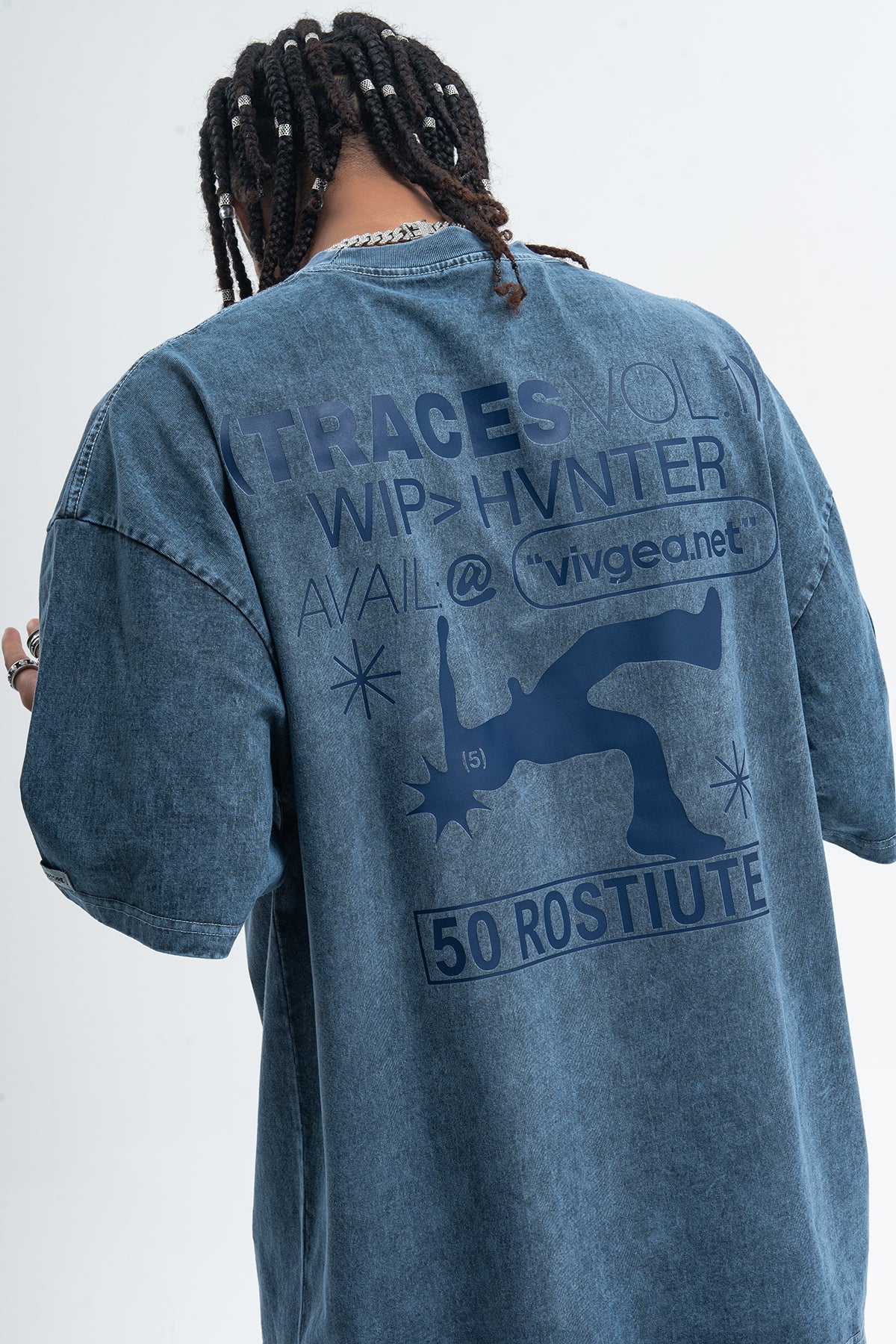 Punk print t-shirt mohawk top spiky hair tee in Purple