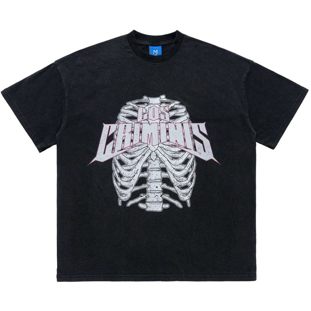 Ribs print t-shirt bones top creepy skeleton tee in black