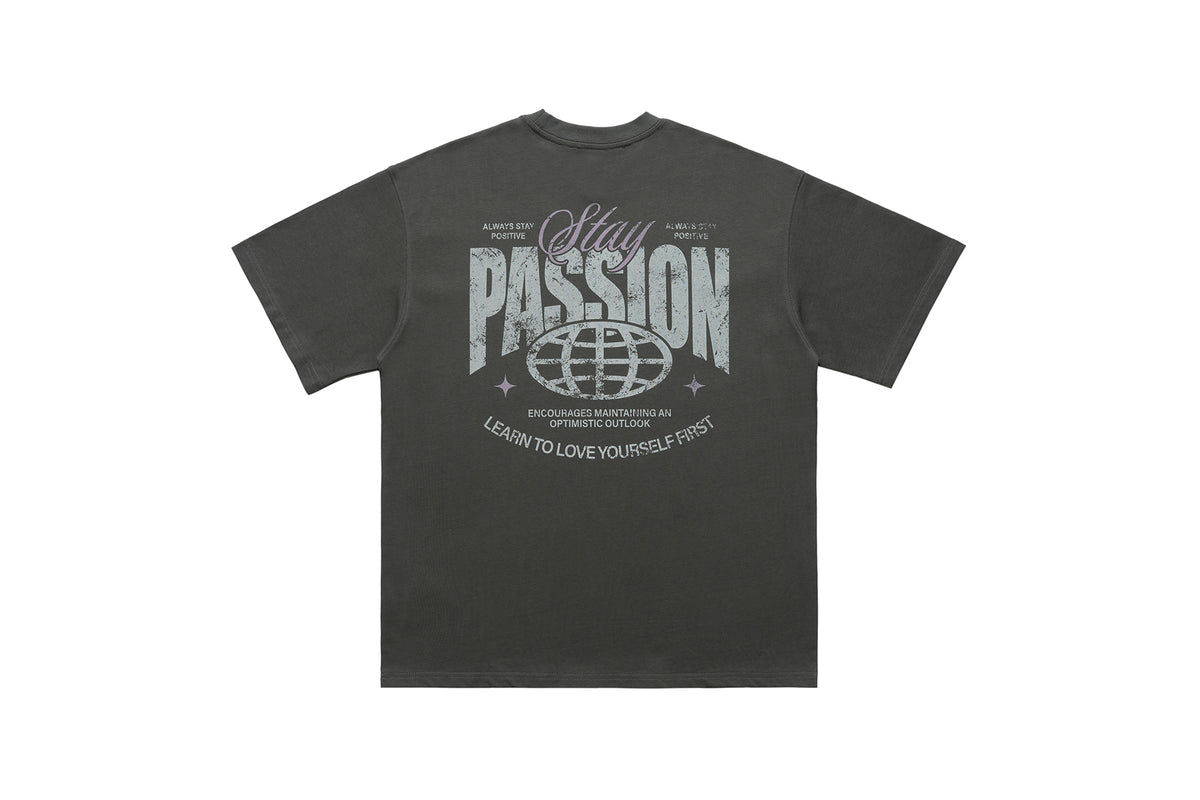 Passion slogan t-shirt grunge punk top rocker tee in black