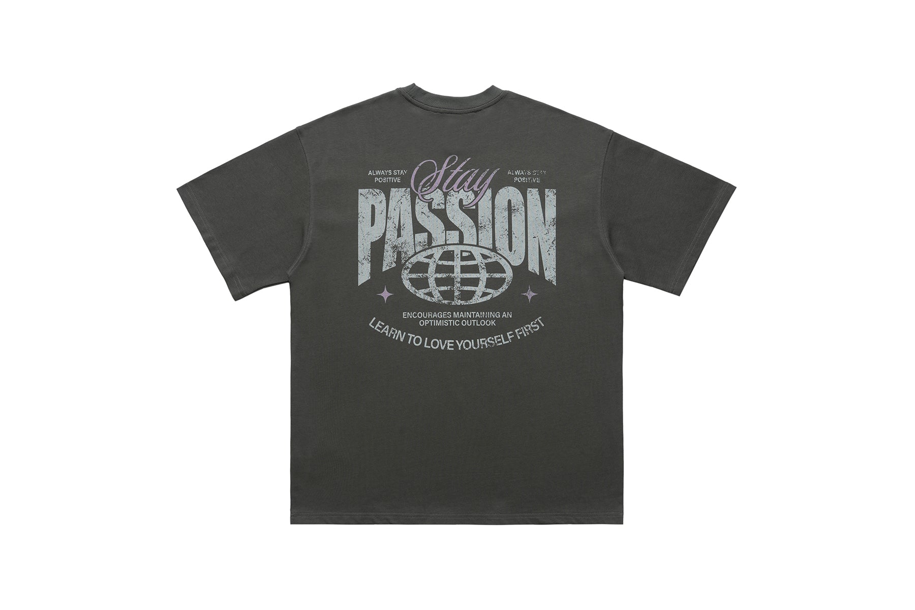 Passion slogan t-shirt grunge punk top rocker tee in grey