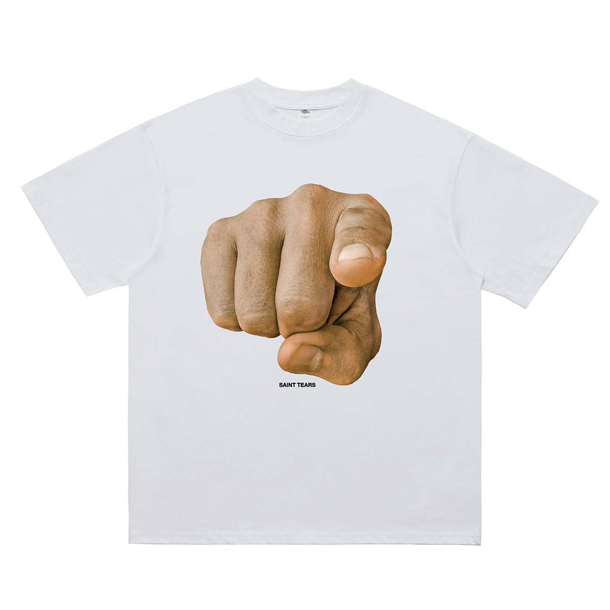 Jesus t-shirt saint slogan top fist print tee in white