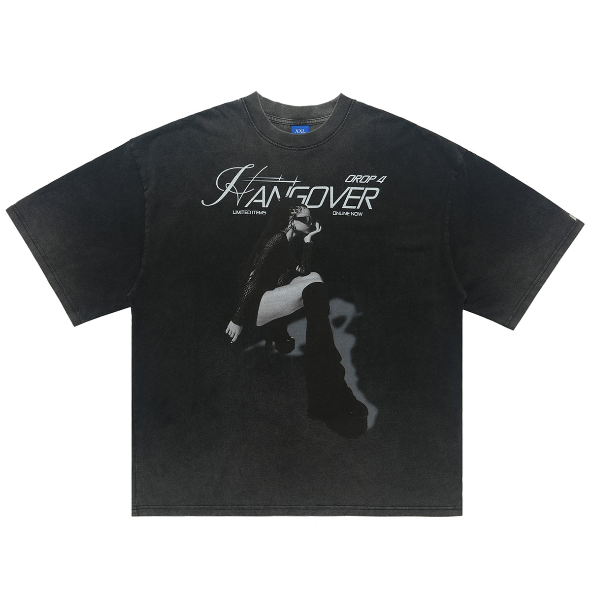 Hangover slogan t-shirt psychedelic girl print top y2k raver tee in Blue