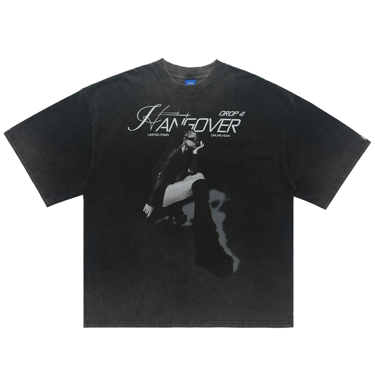 Hangover slogan t-shirt psychedelic girl print top y2k raver tee in black