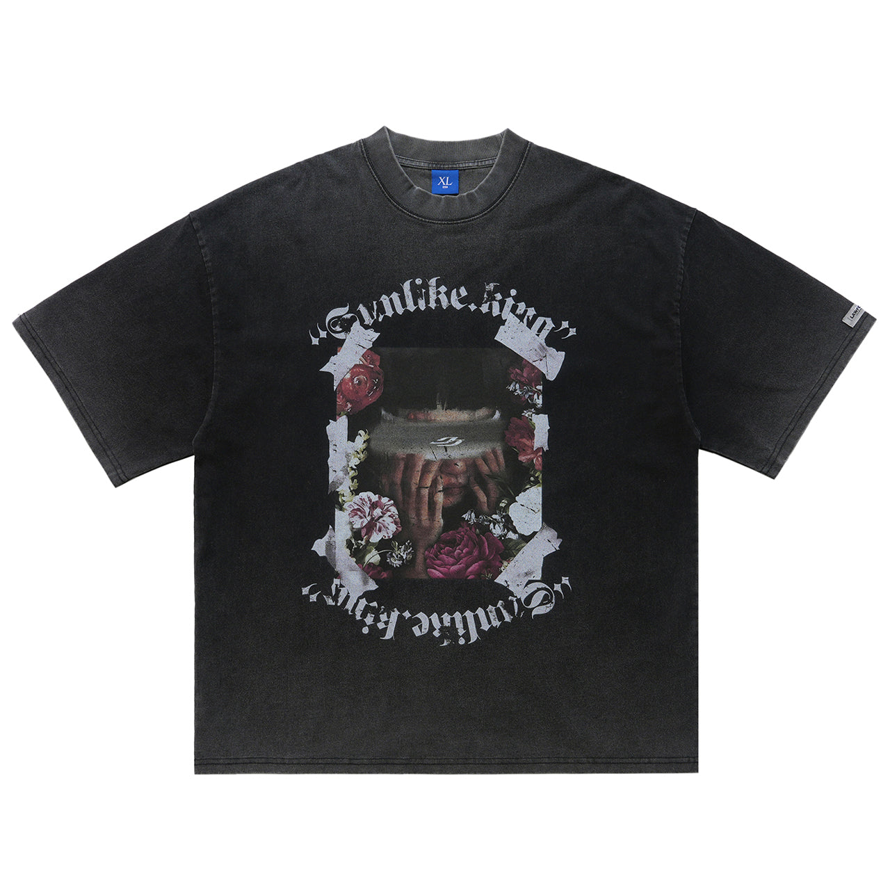 Blindfold t-shirt creepy girl top grunge punk tee in black