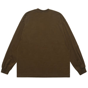 Retro poster jumper musician print long sleeve top 70s grunge t-shirt in brown