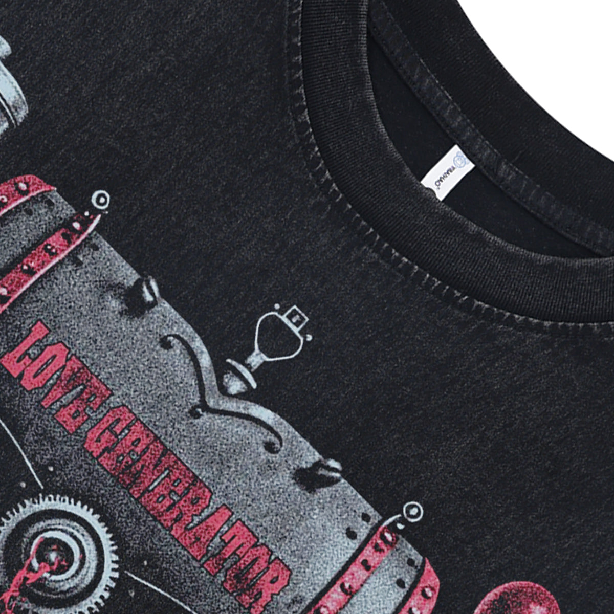 Cyberpunk sleeveless t-shirt love cartoon surfer vest 90s grunge tank top in acid wash black