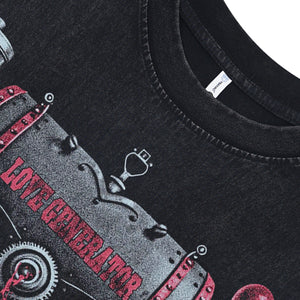 Cyberpunk sleeveless t-shirt love cartoon surfer vest 90s grunge tank top in acid wash black