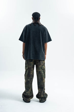 Anonymous t-shirt slogan top cross print tee in grey