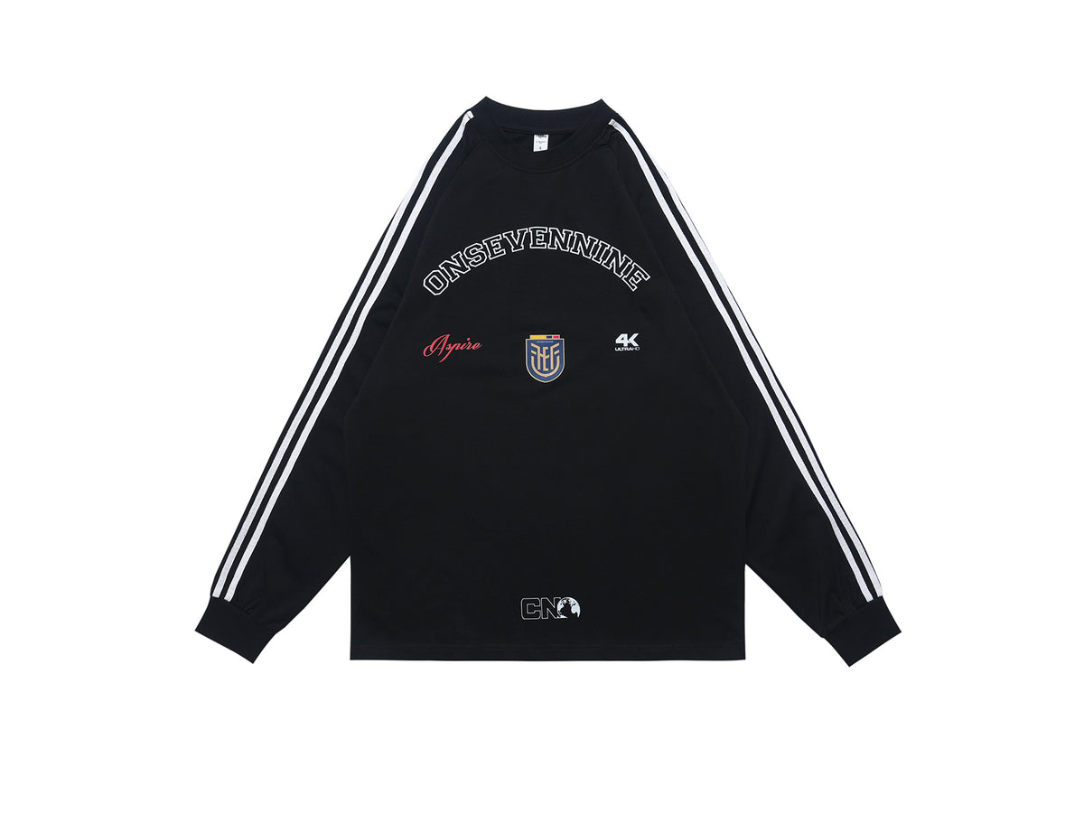 Racing top long sleeve motorsports t-shirt grunge striped jumper in black