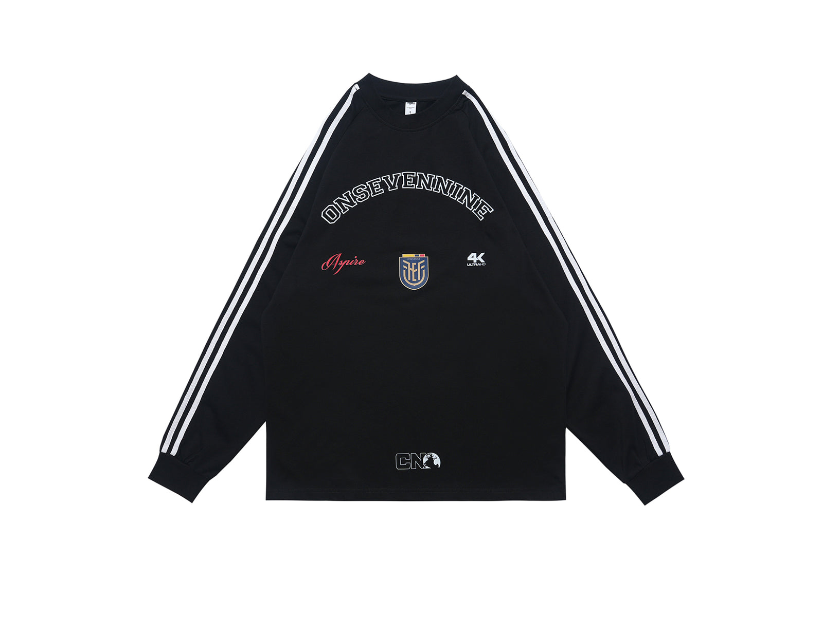 Racing top long sleeve motorsports t-shirt grunge striped jumper in black