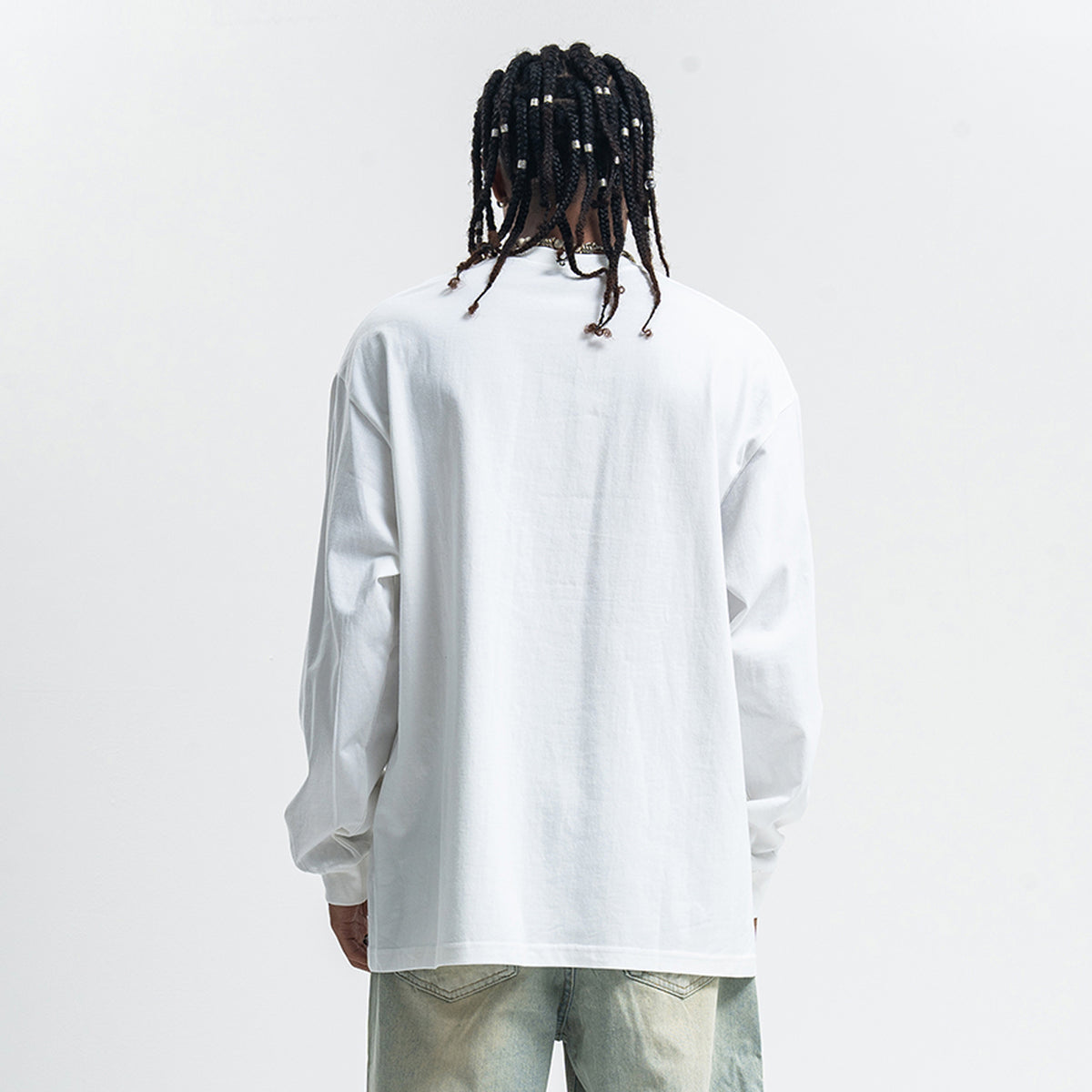 Fuck off slogan jumper pinup girl print top long sleeve retro grunge t-shirt in white