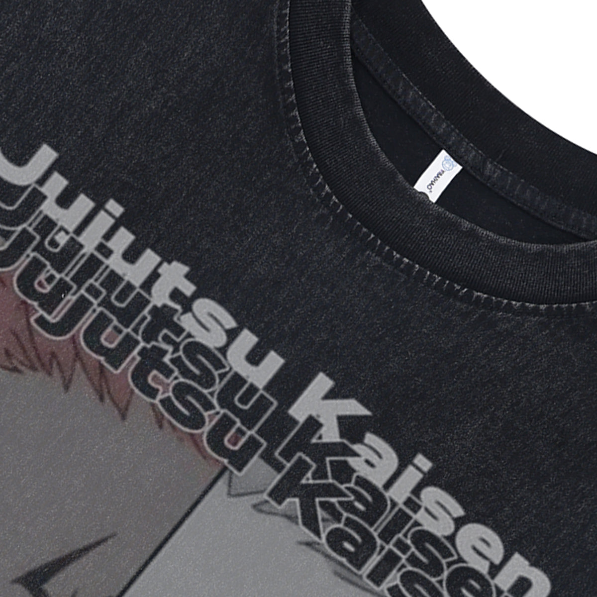 Sukuna sleeveless t-shirt vintage anime vest retro cartoon tank top in acid wash black