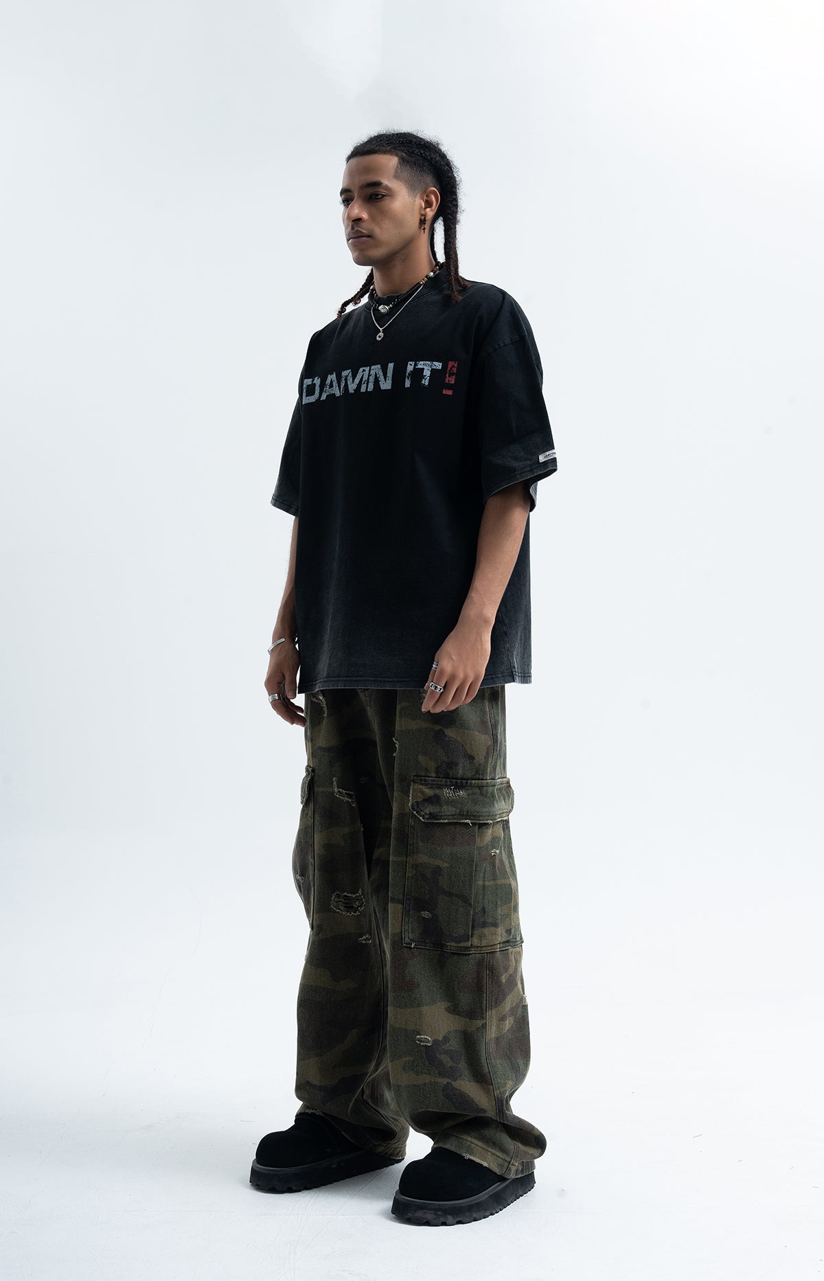 Damn it slogan t-shirt funky tee retro 00s top in black