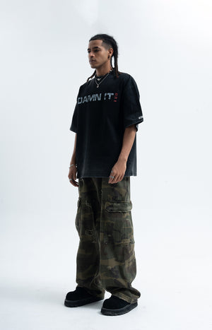 Damn it slogan t-shirt funky tee retro 00s top in black