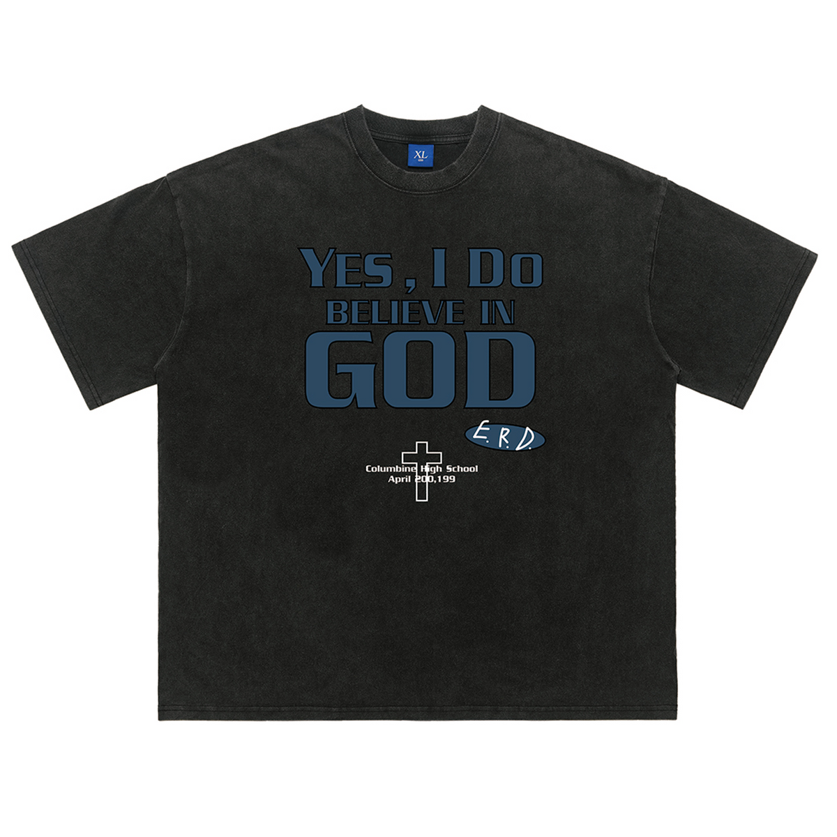 God slogan t-shirt religion tee retro saint top in black