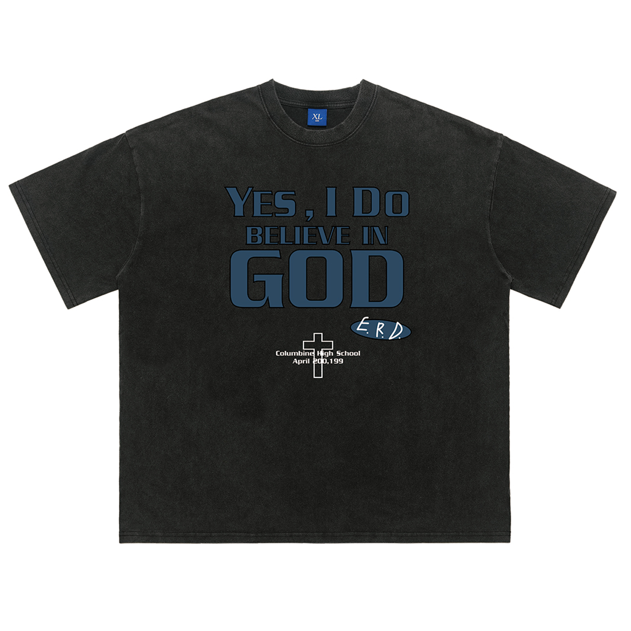 God slogan t-shirt religion tee retro saint top in black