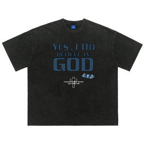 God slogan t-shirt religion tee retro saint top in black