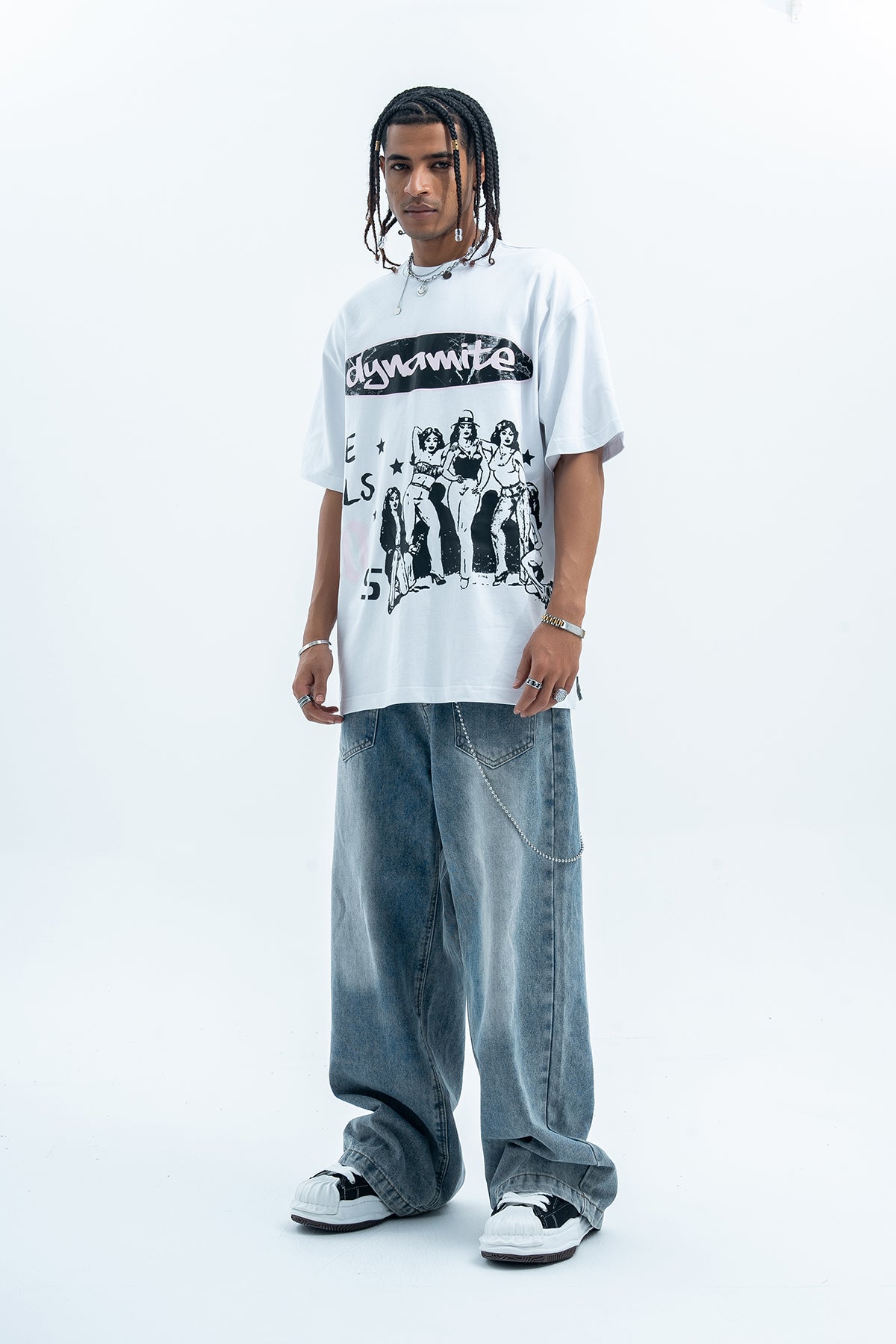 Flame print t-shirt retro cartoon top graffiti tee 90s jumper in black