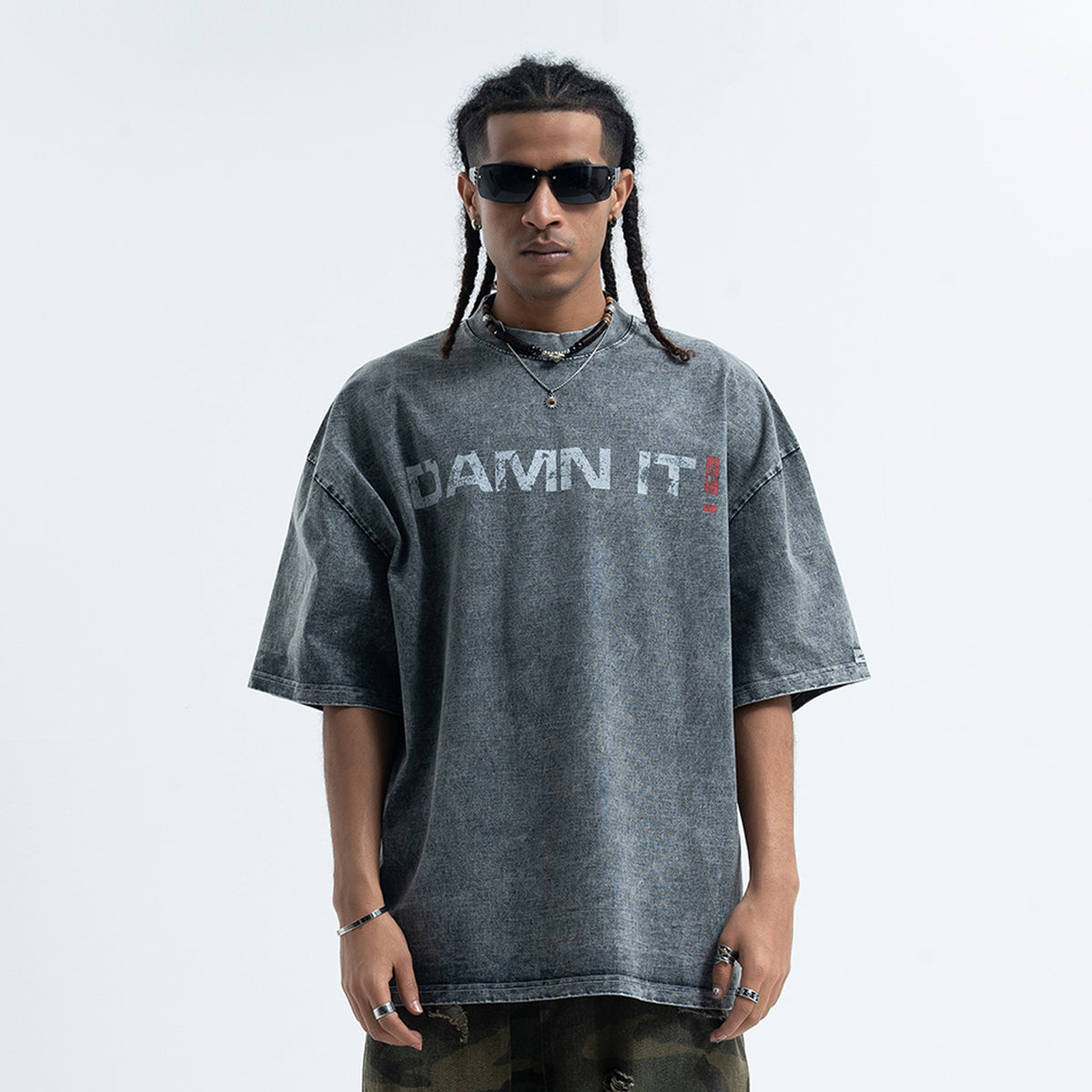 Damn it slogan t-shirt funky tee retro 00s top in black