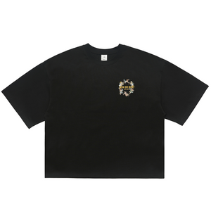 Angels print t-shirt vintage cartoon top retro pattern tee in black