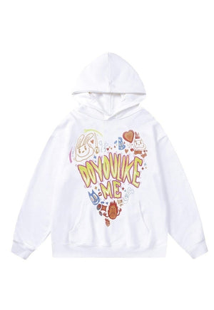 Retro graffiti hoodie scribble pullover raver top in white