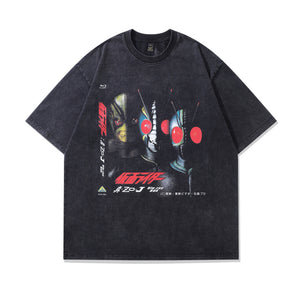 Anime alien t-shirt UFO tee retro Japanese top in vintage grey