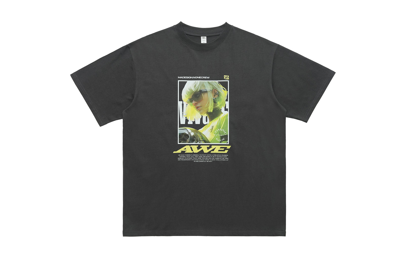 Cyberpunk t-shirt psychedelic girl tee futuristic top in Grey