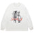 Fuck off slogan jumper pinup girl print top long sleeve retro grunge t-shirt in white
