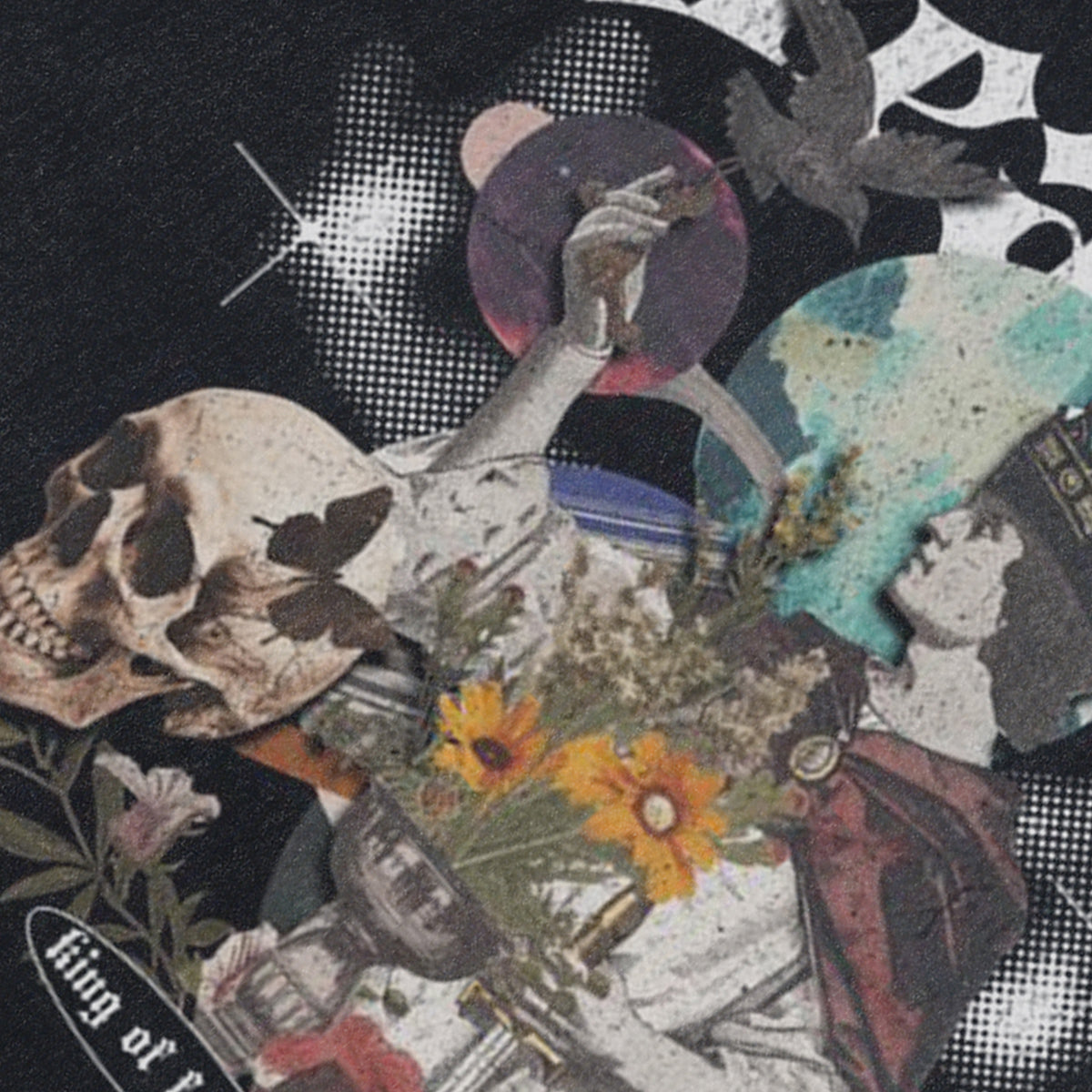 King print sleeveless t-shirt medieval cartoon vest 80s poster psychedelic tank top in acid wash black