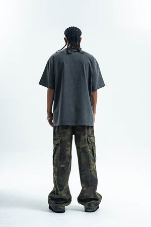 Anonymous t-shirt slogan top cross print tee in grey