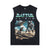 Alien monster sleeveless t-shirt creepy cartoon vest 00s retro spaceman tank top in acid wash black