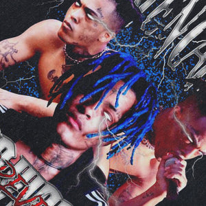 XXXtentacion sleeveless t-shirt vintage rapper vest 00s retro hip-hop tank top in acid wash black