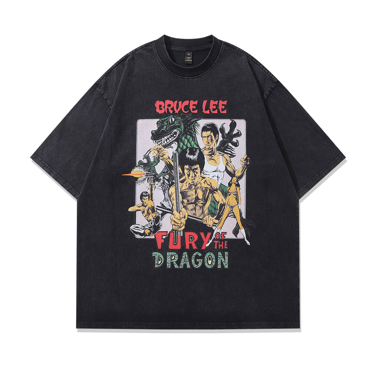 Vintage Bruce Lee t-shirt martial arts tee retro movie top in grey