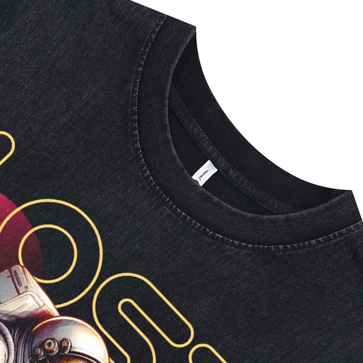 Astronaut sleeveless t-shirt retro poster surfer vest lost in space slogan tank top in acid wash black