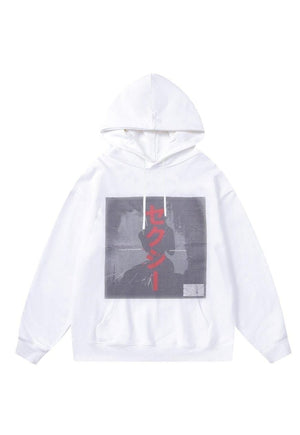 Anime hoodie Japanese cartoon pullover grunge raver top