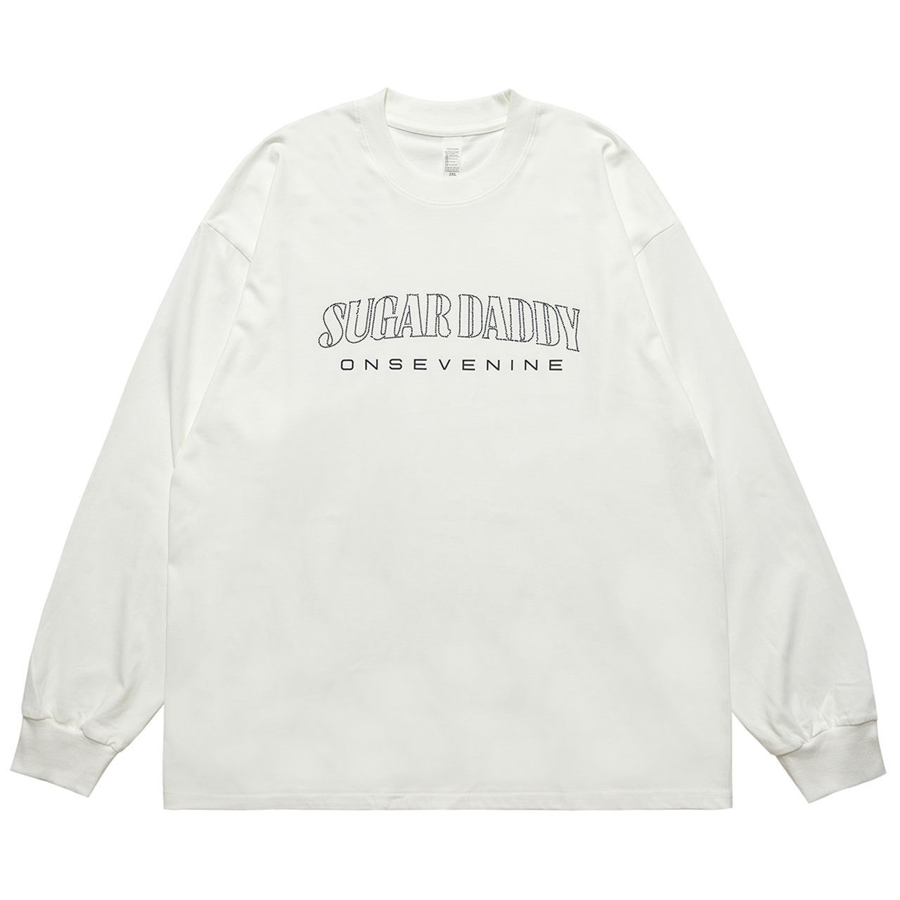 Sugar daddy slogan top long sleeve diamante jumper glitter slogan pullover in white