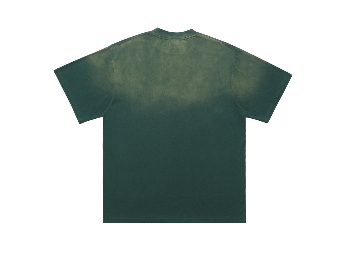 Motivational t-shirt psychedelic top gradient grunge tee in green