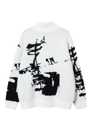 Abstract pattern sweater grunge moth print jumper punk top