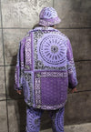 Paisley fleece jacket handmade bandanna trench coat purple