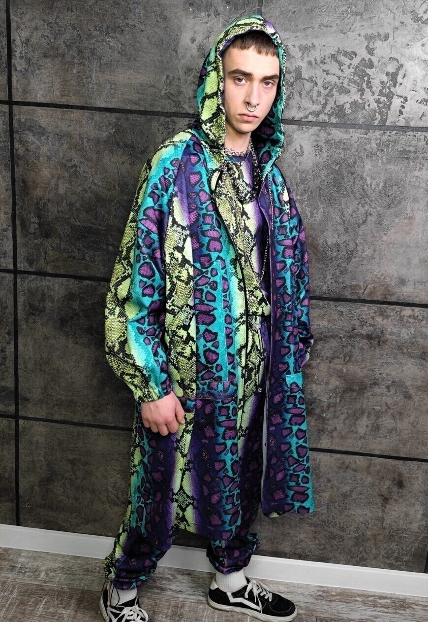 Tie-dye snake jacket handmade python windbreaker in purple