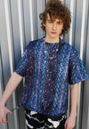 Snake print t-shirt handmade python tee rave top in blue