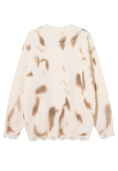 Tie-dye sweater cream textured jumper oil wash grunge top