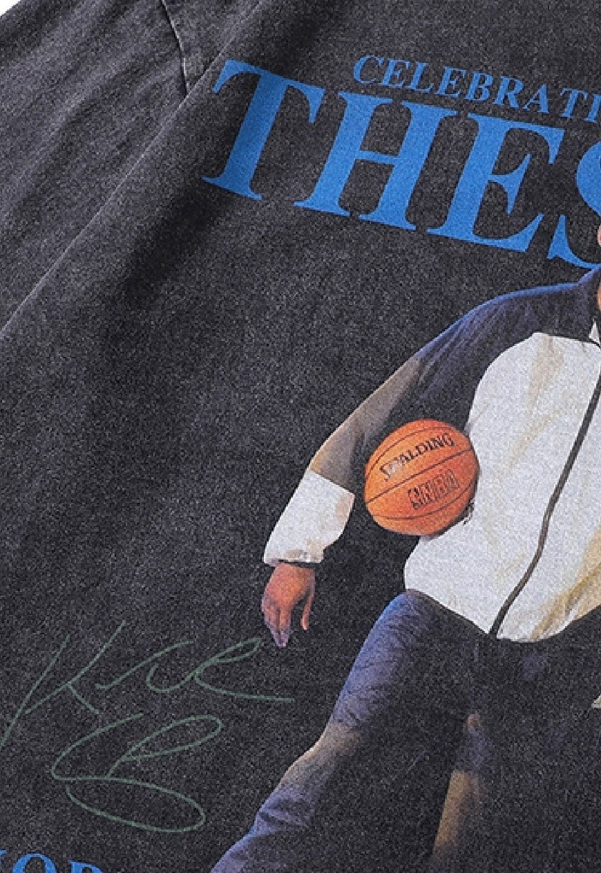 Basketball player t-shirt tee retro USA sports top in grey