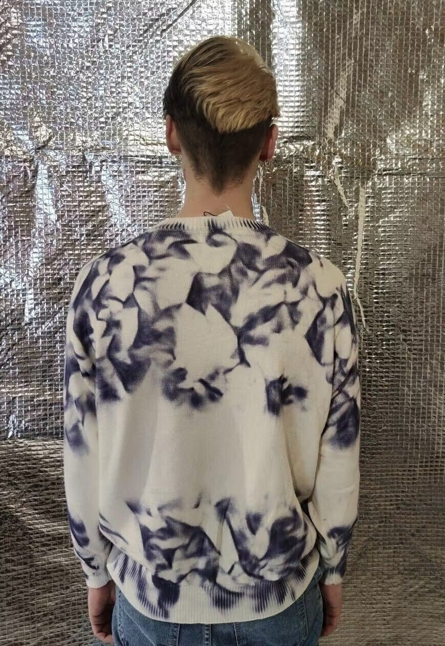 Distressed painted knitwear sweater tie-dye knit top white