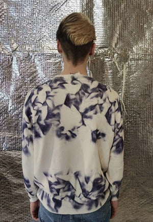 Distressed painted knitwear sweater tie-dye knit top white